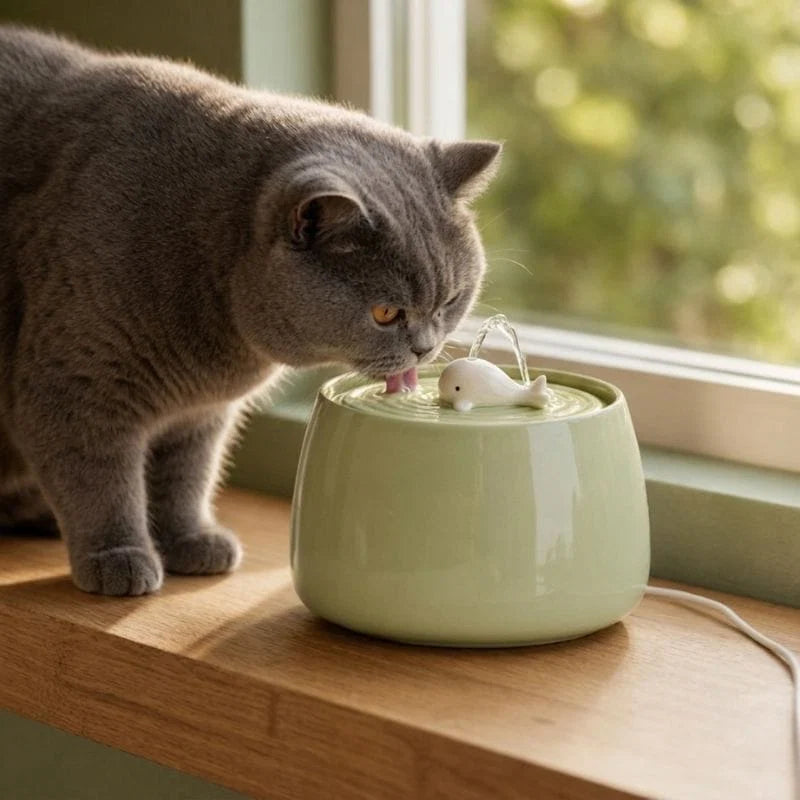 Fontaine à eau pour chat ultra silencieuse céramique | Shimia