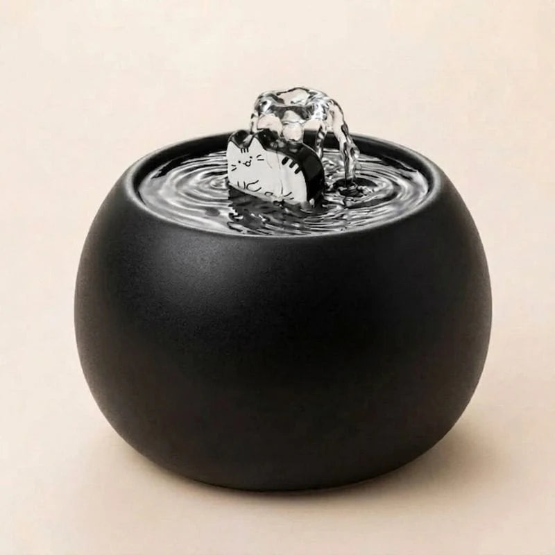 Fontaine à eau céramique noire chat | Miou