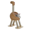 Arbre à Chat Dinosaure Beige en Rotin avec Panier |Arbre à Miaou Dinozia