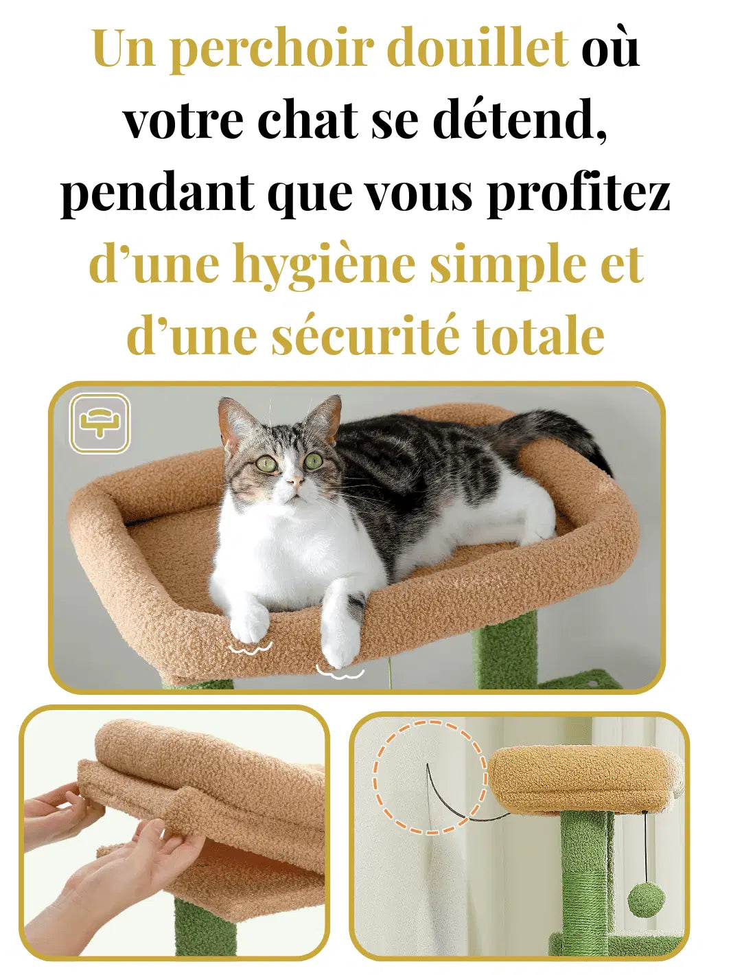 Arbre à chat 116 cm Vert | Arbre à Miaou Rosier