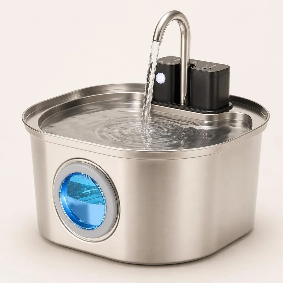 Fontaine à eau chat détecteur inox | Mizuhou