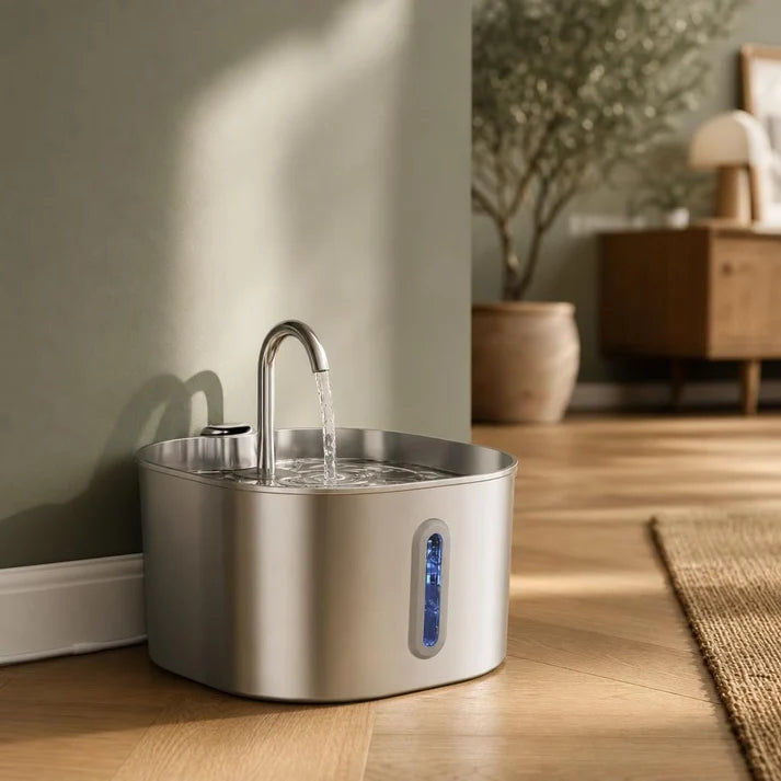 Fontaine chat inox robinet | Tatsou