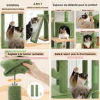 Arbre à Chat Vert Cactus avec Condo et Hamac | Arbre à Miaou Cactélia