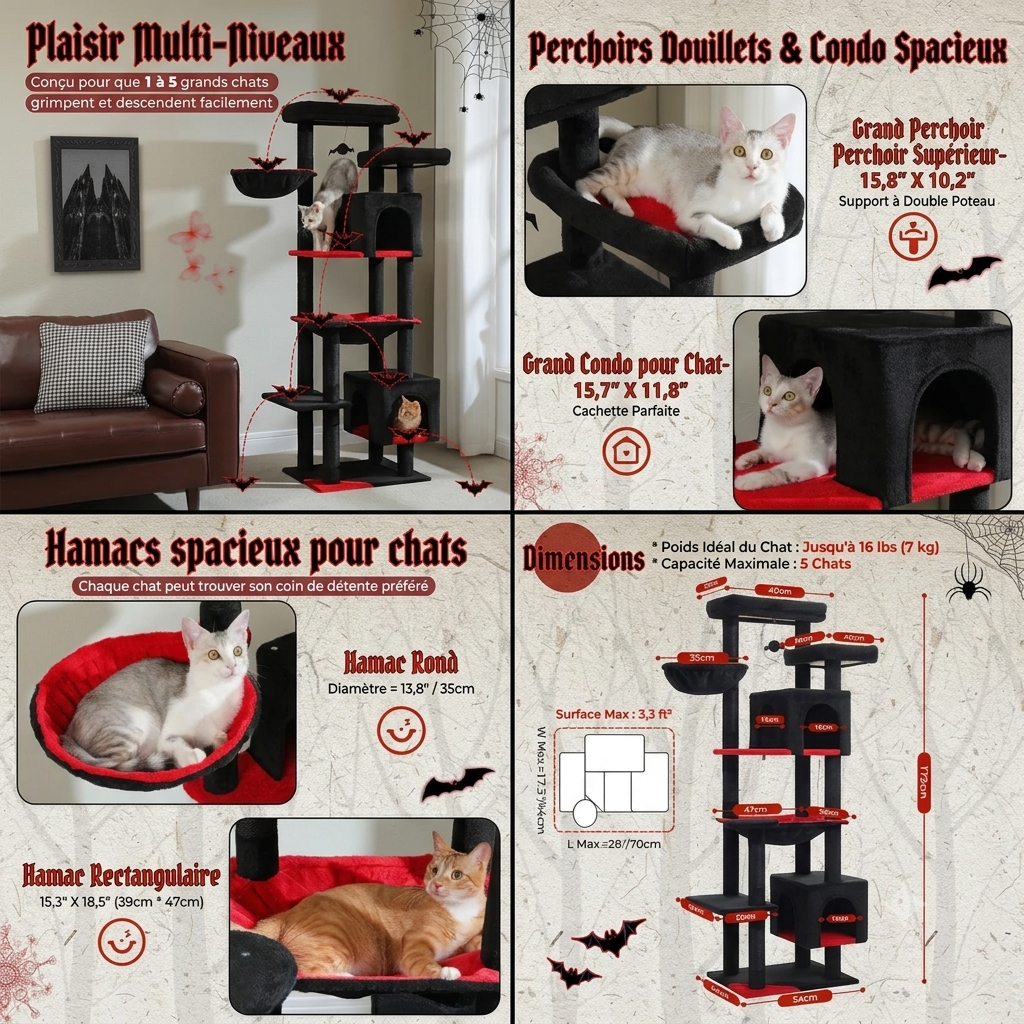 Arbre à Chat Paradise XXL Gris  | Arbre à Miaou Élysia