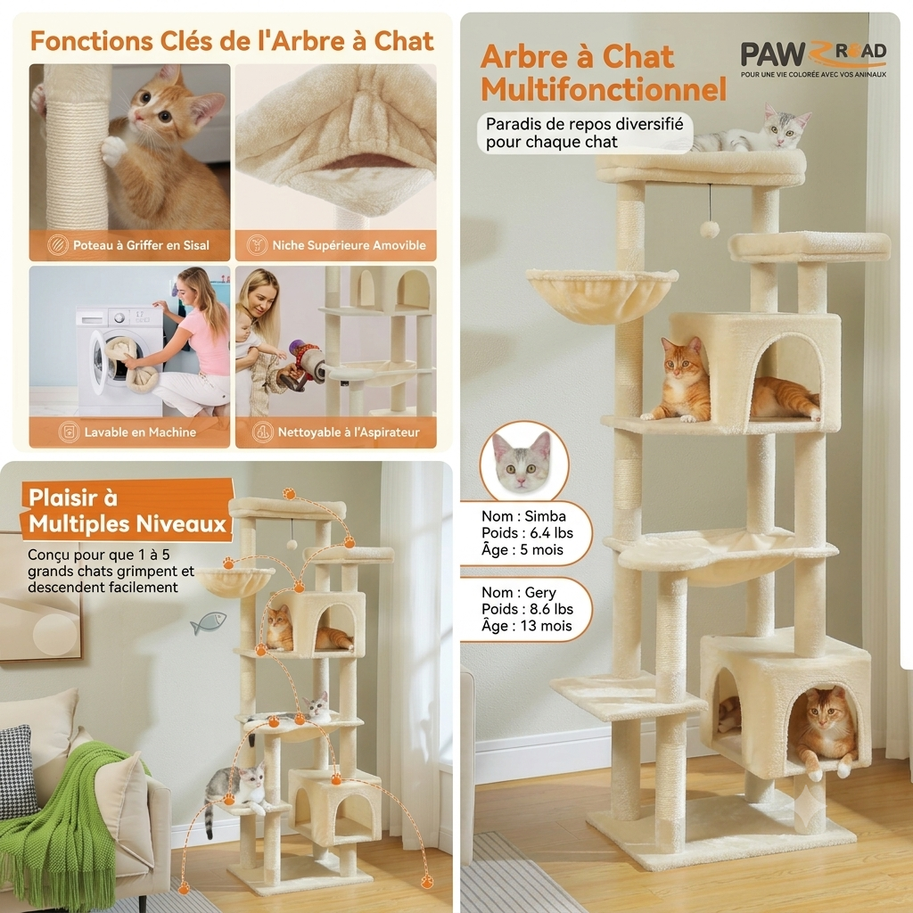 Arbre à Chat Paradise XXL Gris  | Arbre à Miaou Élysia