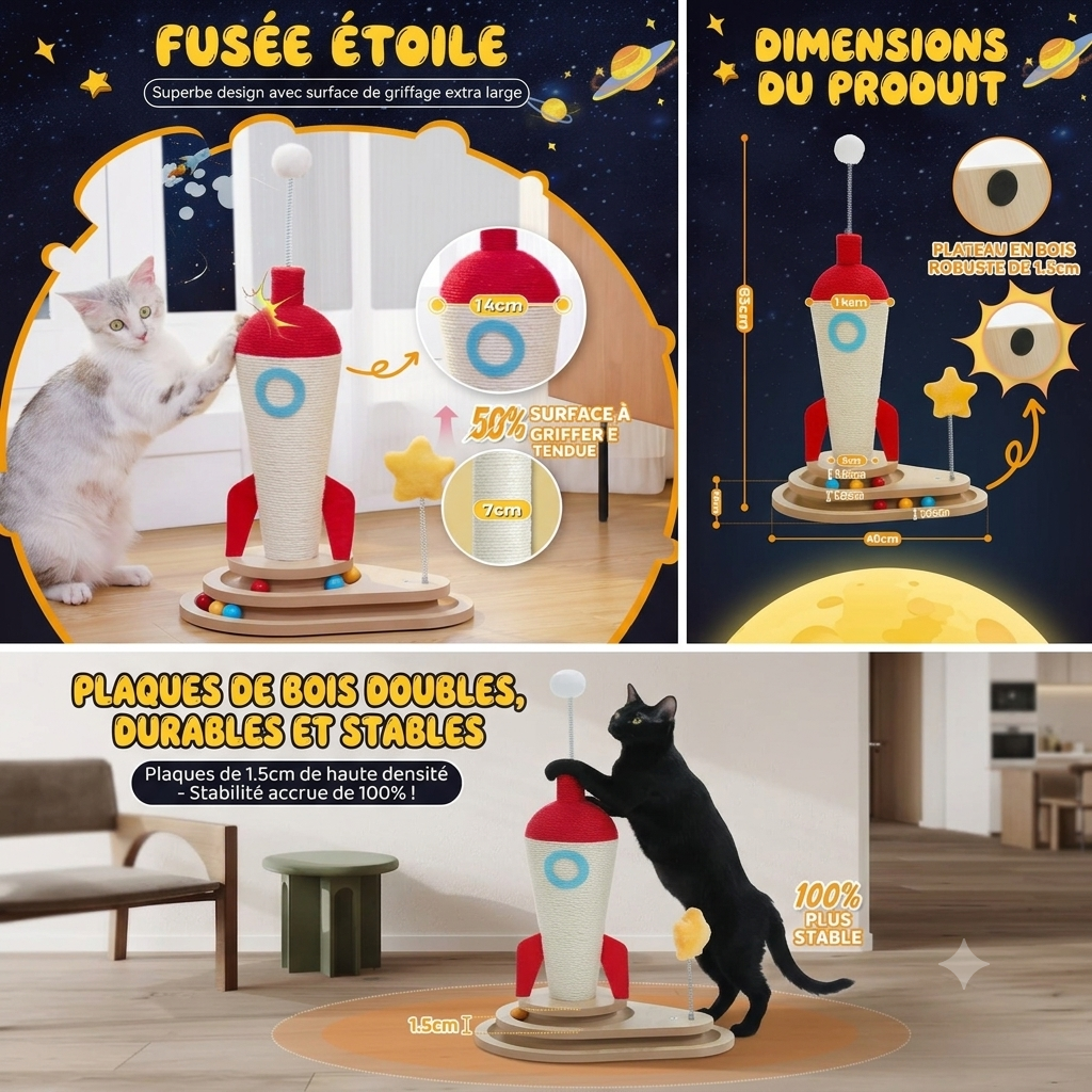 Griffoir fusée pour chats | Arbre à Miaou Fuséa