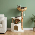 Arbre à chat 2 griffoirs et bois flotté | Kiseno