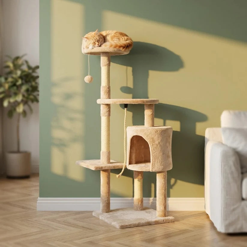 Arbre à chat avec griffoir beige | Nagio