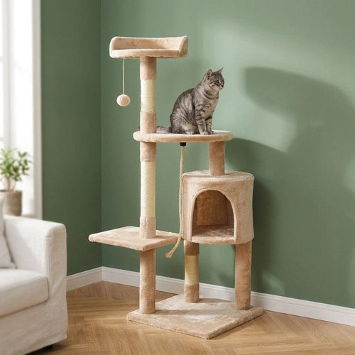 Arbre à chat avec griffoir beige | Nagio