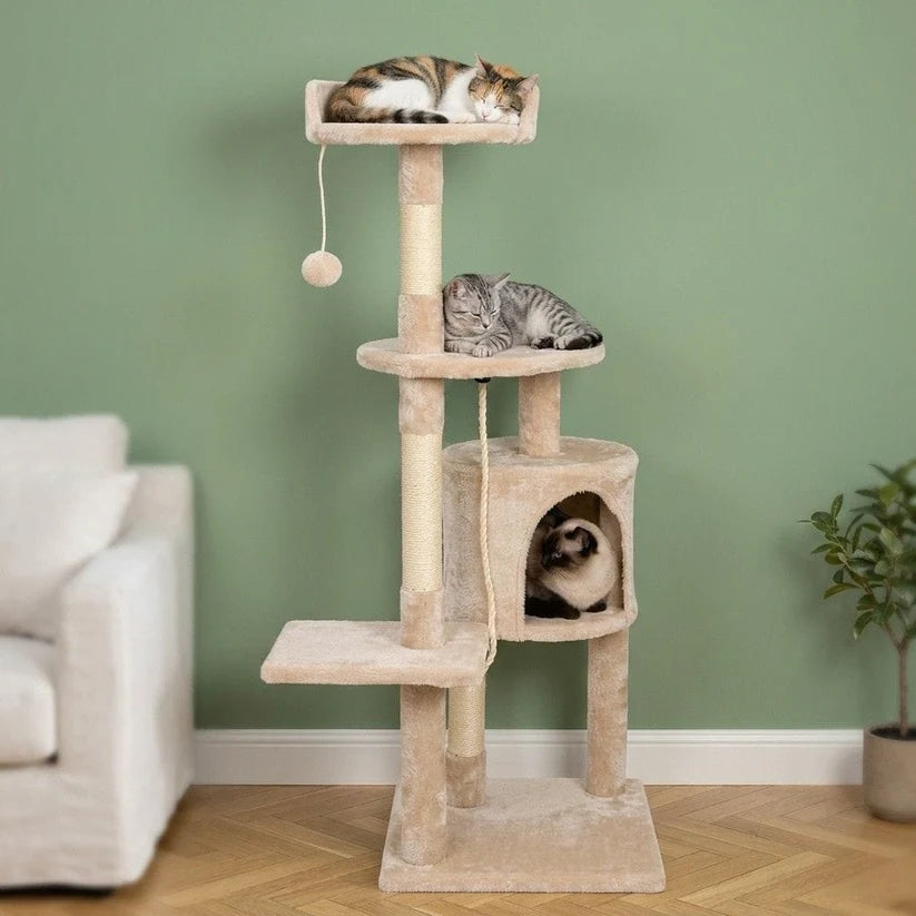 Arbre à chat avec griffoir beige | Nagio