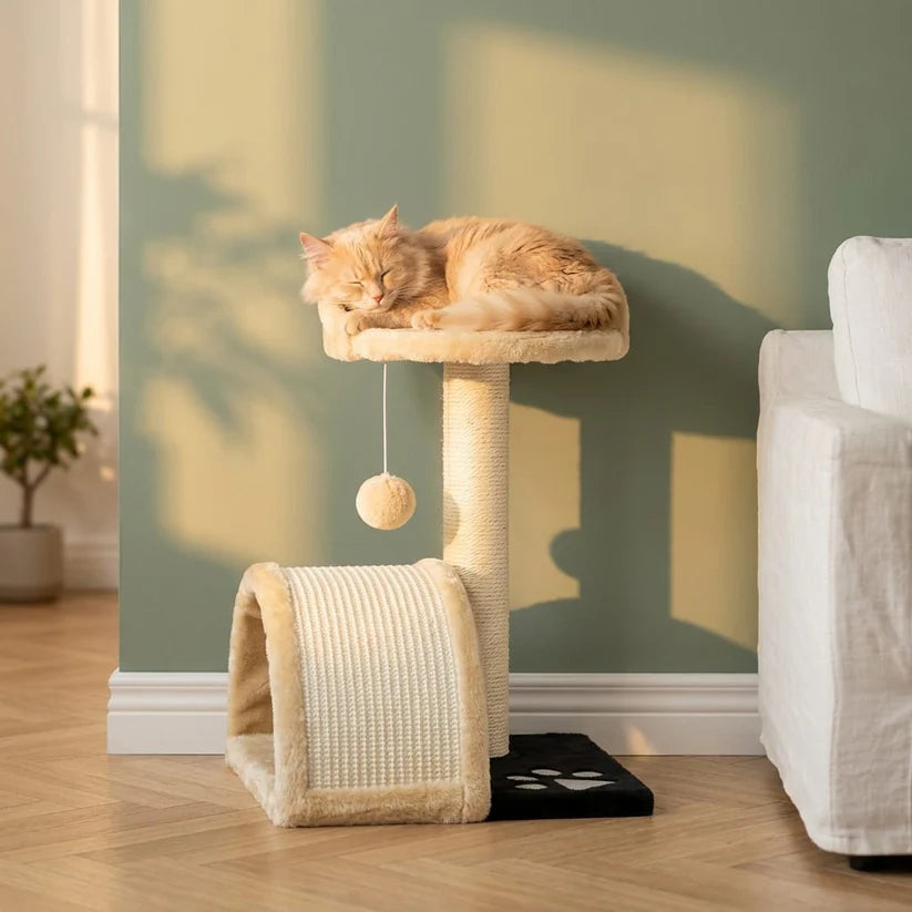 Arbre à chat beige 1 pied | Ichia