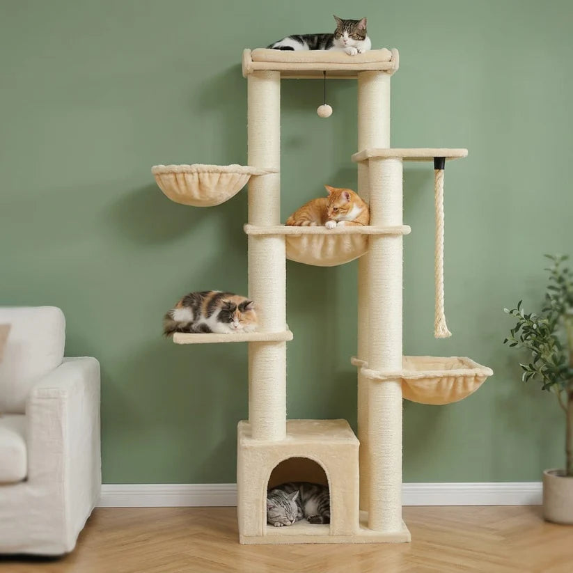 Arbre à chat beige 170 cm | Hirou