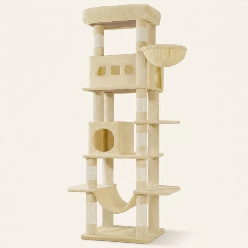Arbre à chat beige avec hamac | Yorou