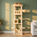 Arbre à chat beige avec hamac | Yorou