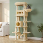 Arbre à chat beige avec hamac | Yorou