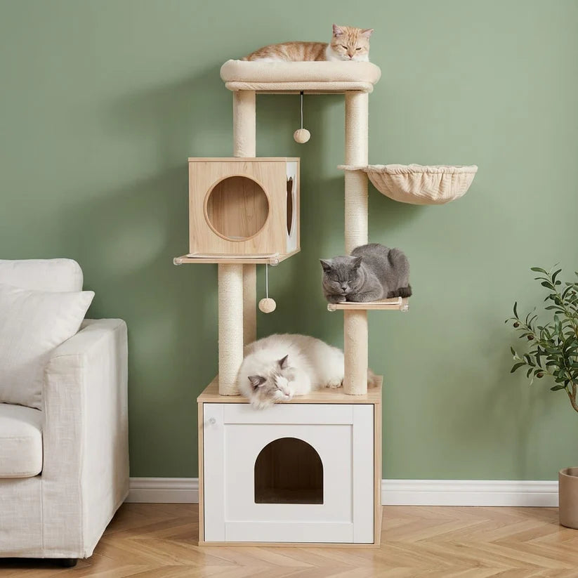 Arbre à chat litière bois | Kakusou