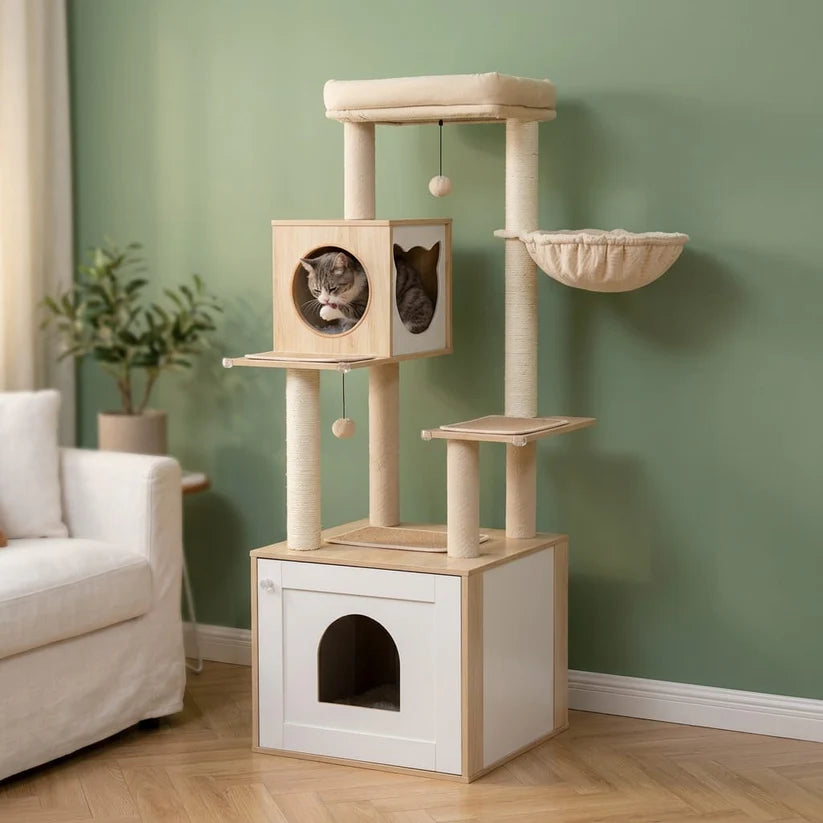 Arbre à chat litière bois | Kakusou