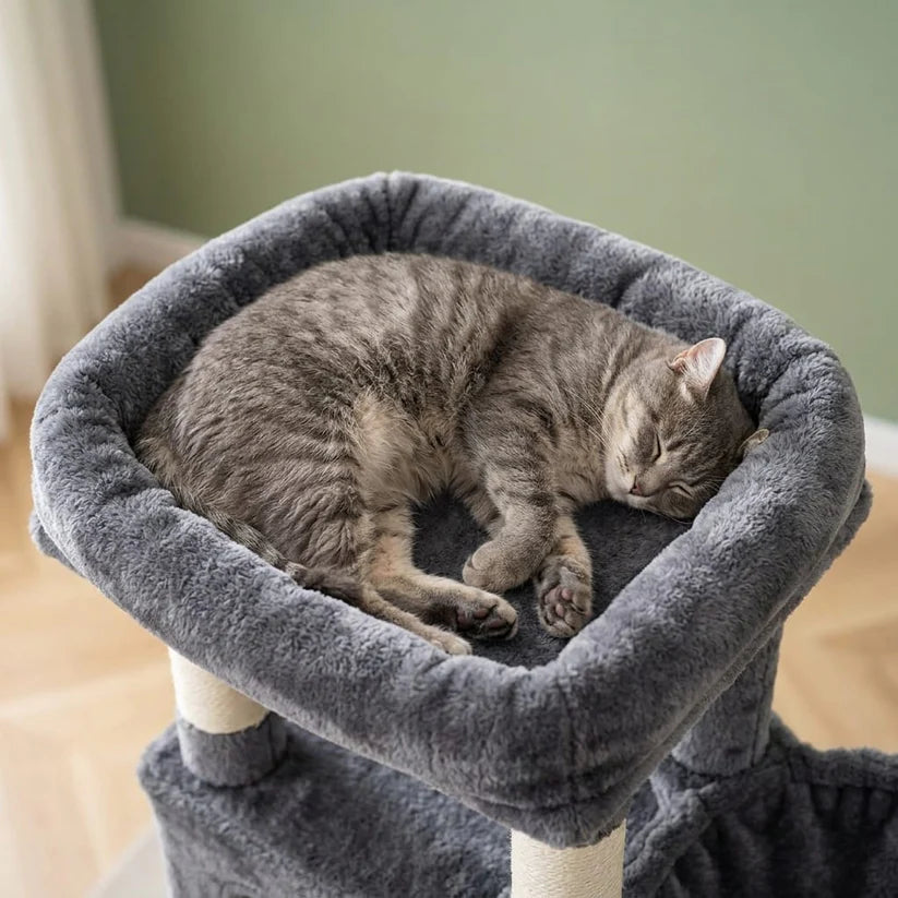 Arbre à chat beige avec hamac | Yorou
