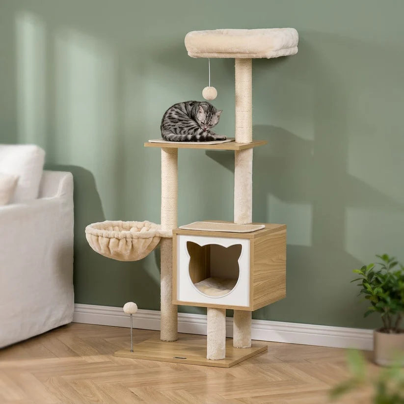 Arbre à chat moderne bois | Hinokia