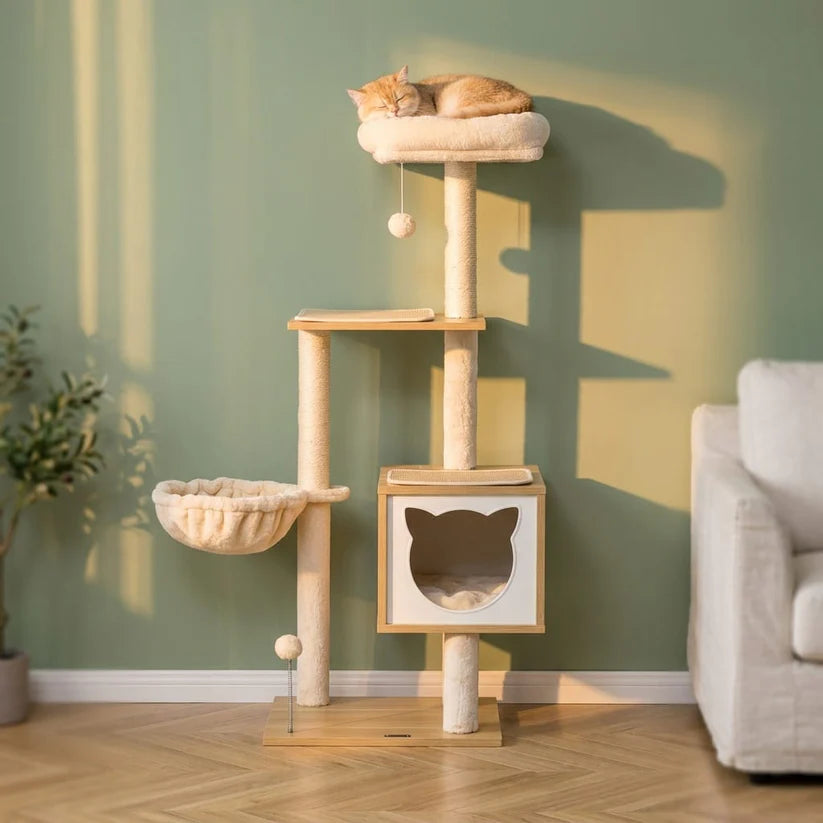 Arbre à chat moderne bois | Hinokia