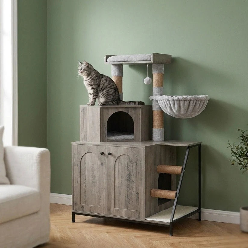 Arbre à chat moderne en bois | Sabia
