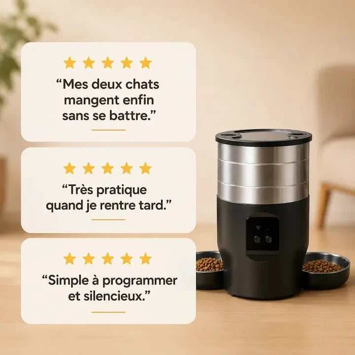 Distributeur Automatique de Croquettes pour 2 Chats | Rivaliti