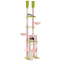 Arbre à Chat Rose Fleur avec Condo et Hamac | Arbre à Miaou Cactélia