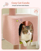 Arbre à chat rose fleuri, 90 cm | Arbre à Miaou odia